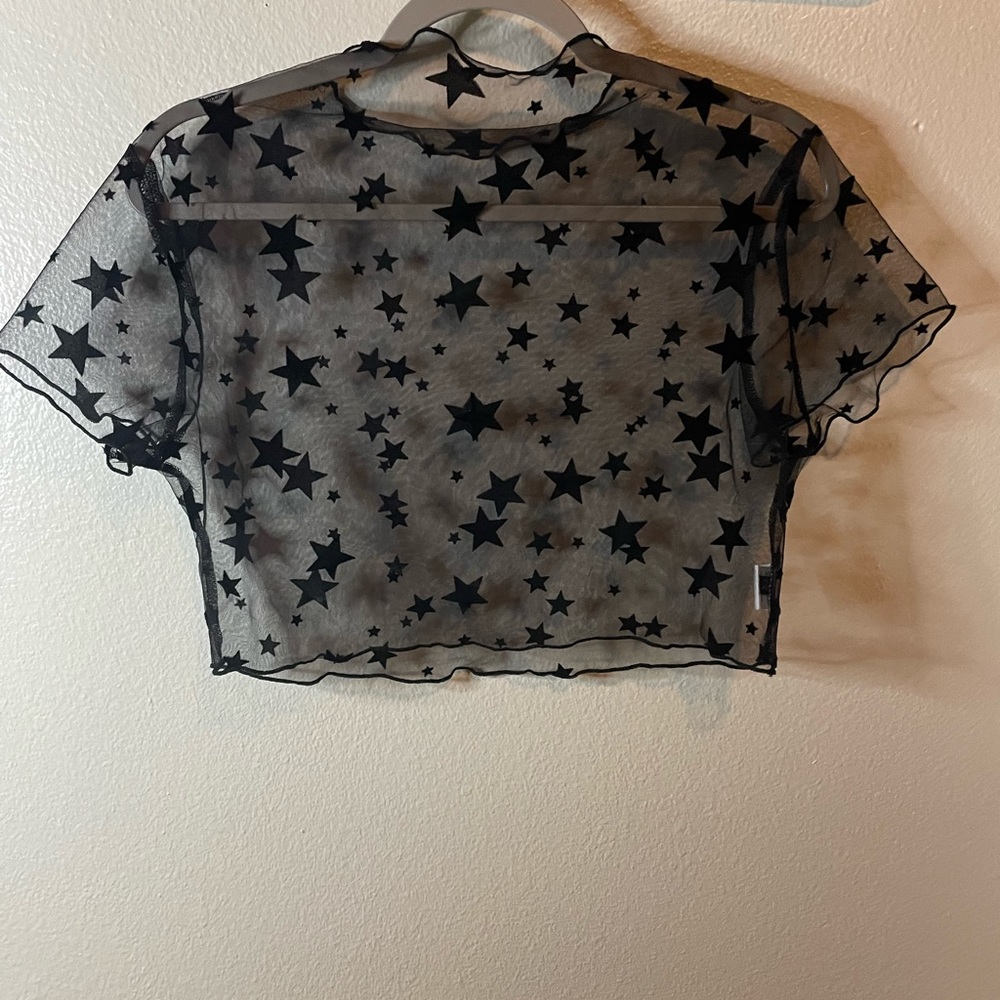 Sheer Black Star Crop Top